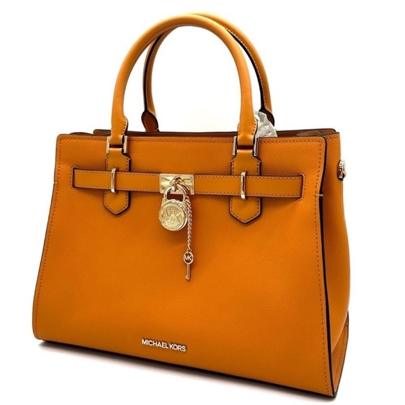 Michael Kors Medium Hamilton Leather Satchel Bag Cider (NWT - Picture 2 of 13